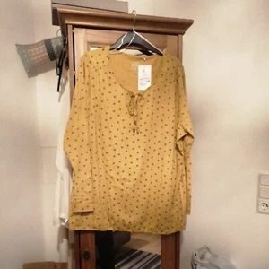 Gina Benotti leichtes Blusenshirt  Gr. 52/54 gelb mit Muster  mit Ballonsaum  - Bild 1 von 3