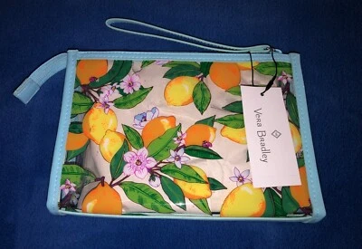 Bolso Muñequera Vera Bradley Azul Borde/Correa Estampado Limón Playa Transparente $39 Nuevo con Etiquetas Foto 1 de 4
