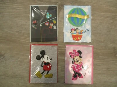 Disney Papyrus Mickey Mouse Glitter Sparkle Cards Blank & Birthday Lot of 4 - Image 1 of 4