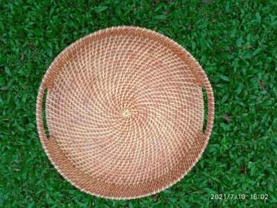 Sri Lankan Cane Serving Tray Handmade Bamboo Home Decor Kitchenware - Image 1 of 3