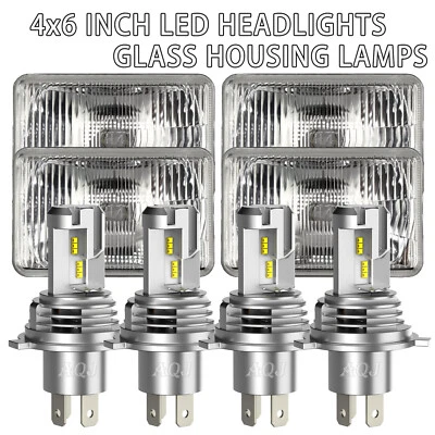 For 1976-1988 Oldsmobile Cutlass Supreme 4PCS 4x6" LED Headlights Hi/Lo Beam+ Foto 1 de 4