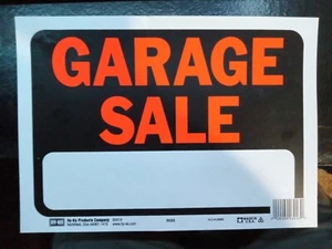 (2) Garage Sale Sign's 9x12 Plastic For Yard Sales, Flea Market Orange & Black - Picture 1 of 4
