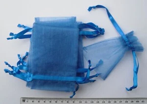 10 small mid blue organza gift pouches/bags with drawstring - Picture 1 of 1