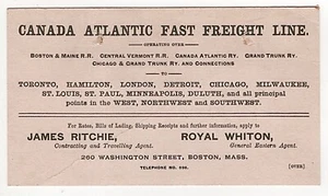 CA 1890 KANADA ATLANTIC FAST CARGO LINE PREISLISTE HANDELSKARTE BOSTON ME VT - Bild 1 von 2