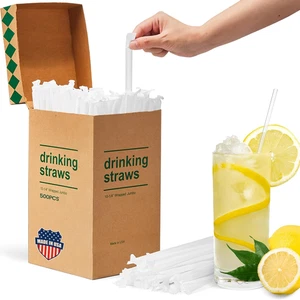 500er Pack Klar Kunststoff Strohhalme 10,2" Einzeln Verpackt Hergestellt in den USA - Bild 1 von 12