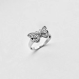Monarch Butterfly Sterling Silver Stacking Ring Symbol of Hope Insect Jewelry - Picture 1 of 9