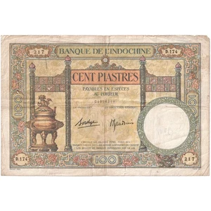 [#196570] FRENCH INDO-CHINA, 100 Piastres, Undated (1925-39), KM:51d, VF - Picture 1 of 2