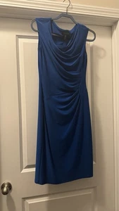 Lauren Ralph Lauren Womens Sleeveless Cowl Neck Sheath Dress Size 6 Blue - Picture 1 of 5
