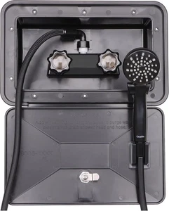 Kit de caja exterior de ducha para autocaravana, cámper, furgoneta, viaje negro - Imagen 1 de 7