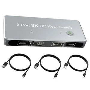 2x1 2 DP Input 1 DP Output Display 8K 30Hz 4K 144Hz KVM Switch Share 1 Monitor F - Photo 1/8