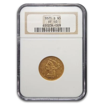 1871-S $5 Liberty Gold Half Eagle XF-40 NGC - Image 1 of 3