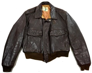 BRENT A-2 US Vintage Pferdeleder Piloten Bomber Lederjacke 50 M-L - Picture 1 of 4