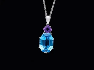 Top Preis Halskette Anhänger 8,50 ct. Topas Amethyste 750 Gold Wert: 5.500,- EUR - Bild 1 von 7
