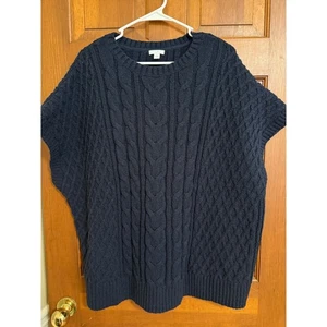 Suéter J. Jill Clásico Tejido con Cable para Mujer 3X Azul Marino Manga Corta Cuello Redondo Pullover - Imagen 1 de 8