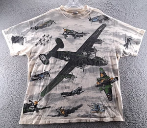 VINTAGE B24 Liberator Military Aviation Shirt XL Single Stitch 90s RARE USA - Picture 1 of 16