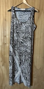 Michael Kors Black & White Zebra Sporty Logo Midi Cotton Sleeveless Dress - Picture 1 of 5