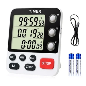 Digital 3 Channels Kitchen Cooking Multiple Timer with Large LCD Count Up Dow... - Picture 1 of 8