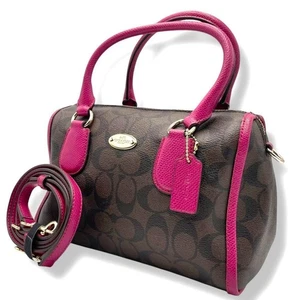 beautiful COACH Mini Boston Bag Signature PVC Satchel y2k From Japan - Picture 1 of 11