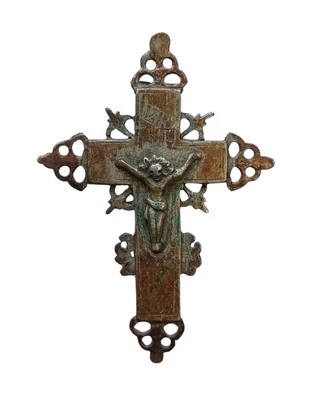 *HH* Antico Crocifisso Croce '700 Argento Reliquario Reliquia Cristo religioso - Immagine 1 di 4