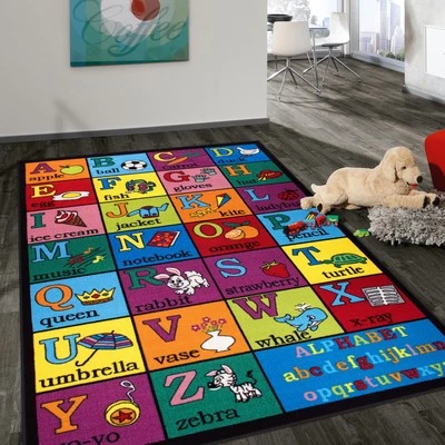 Rugshop Area Rugs Kids Educational Learning Alphabet Non-Slip Rugs for Kids Room