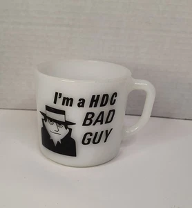 Tazza vetro latte vintage Anchor Hocking I'm A HDC Bad Guy I Had A Bad Idea pubblicità - Foto 1 di 6