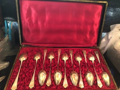 12 CUILLERES ARGENT MASSIF POINCON MINERVE "BONNE SOEUR" - Photo 1/4