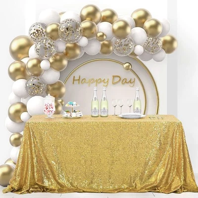 OQSQ Gold Sequin Tablecloth 50x80 inch, Glitter 80 x 50 (Rectangular),  - Image 1 of 4