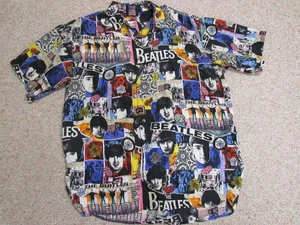THE BEATLES Silk Shirt Mens The Silk Club Rare Vintage Graphic Button Men's 2XL - Picture 1 of 5