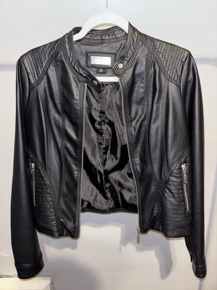 Black Faux Leather Jacket Small - Image 1 of 4