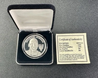 Moneda de plata 1996 Upper Deck Environmint Michael Jordan 1 Troy Oz .999 #’ed/5000 Foto 1 de 2