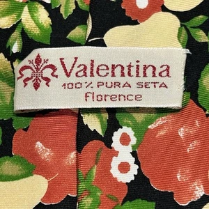 Vintage Valentina Floral Red green and blue silk tie made in Italy - Picture 1 of 5