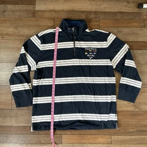 Nautica Rugby-Shirt Herren Gr. 2XL Coast Cup 1983 marineblau weiß gestreift 1/4-Reißverschluss #231013 - Bild 1 von 8