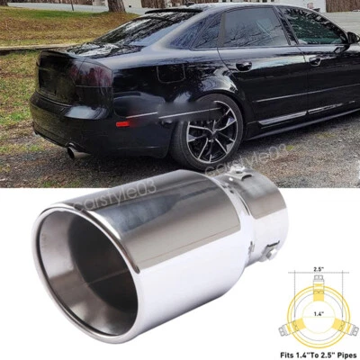 1X Exhaust Pipe Tip Rear Tail Throat Muffler Steel For Audi A3 A4 B8 A5 A7 A8 - Изображение 1 из 4