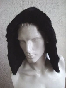 REFURBISHED NEW BLACK RABBIT FUR HOOD HAT MEN MAN WOMAN WOMEN - Picture 1 of 1