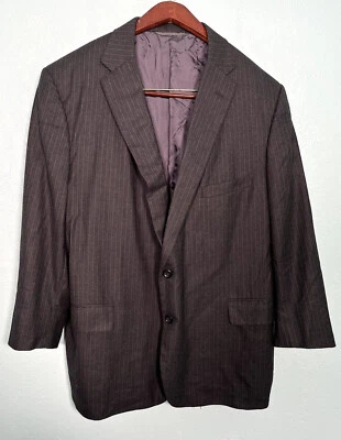 Custom Made Tom James Gray Striped Flannel Wool 2Btn Blazer Mens Jacket 50 Short - Image 1 of 4