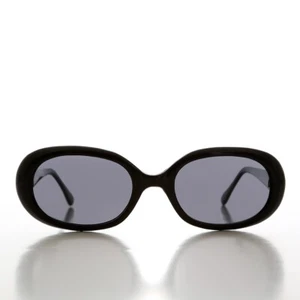 Classic Black Oval Vintage Sunglasses - Agatha - Picture 1 of 3