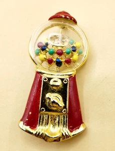 Vintage Metal Gumball Machine Lapel Pin Brooch, 2-1/2" x 1-3/8" - Picture 1 of 10