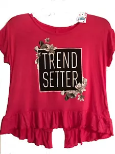 NUEVO CON ETIQUETAS Camiseta Justice for Girls Trend Setter Volantes Hi Lo Tú eliges Talla NUEVA - Imagen 1 de 2