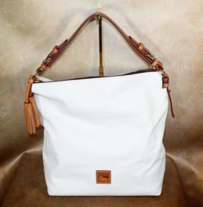 DOONEY & BOURKE CHELSEA~WHITE SMOOTH LEATHER HOBO - Picture 1 of 12