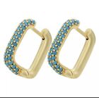 Hoop Earrings Golden Color Turquoise Beads