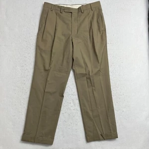 Nautica Rigger Double Pleated Cuffed Dress 100% Wool Pant Mens Sz 38W 30L Beige - Picture 1 of 8