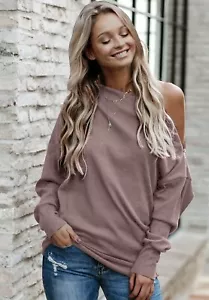 New Women's Cute Pink Ribbed Zip Shoulder Knit Top Boutique Size Medium (8-10) - Picture 1 of 4