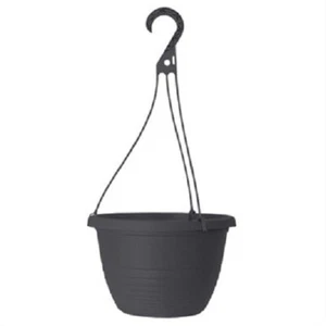 10 - 10" Black Hanging Baskets, Plastic, Hangers & Drip Trays, Black Flower Pots - Picture 1 of 1
