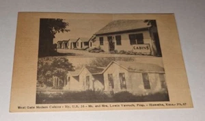 West Gate Modern Cabins Hiawatha Kansas Postkarte U.S. Route 36 Vintage Postkarte - Bild 1 von 2