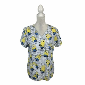 Cattivissimo Me Minions Scrub Top Infermiere Sanità Uniforme Lavoro Vet Scollo a V Tasche - Foto 1 di 9