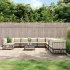11 Piece Garden  Set With Cushions Anthracite Poly Rattan Z8r2