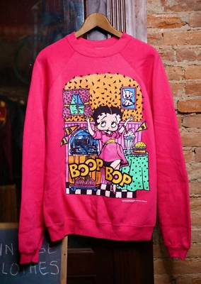 Sudadera Betty Boop Vintage Años 90 Cuello Redondo XL Tultex Deadstock Diner Rosa Retro Foto 1 de 4