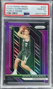 2018-19 Panini Prizm Donte Divincenzo Purple Prizm Rookie RC/75 PSA 10 GEM MT - Imagen 1 de 2
