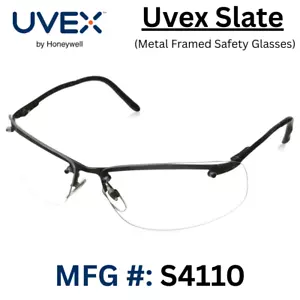 Metal Framed Safety Glasses - Clear Lens - Uvex Slate #S4110 - Hardcoat lens 1pr - Picture 1 of 2