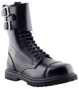 GRINDERS Camelot CS schwarz Unisex 14 Ösen Doppelschnalle Sicherheit Stahlkappe Stiefel - Bild 1 von 7